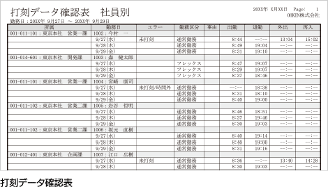 打刻データ確認帳票