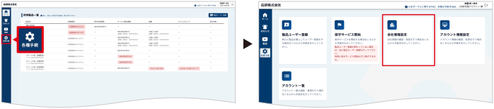 1.��b�|�[�^���Ƀ��O�C����A�g�b�v�y�[�W����e��葱�y�[�W���J���܂�